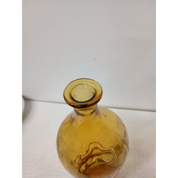 Vintage Empoli Italy Hand Blown Art Glass Amber Yellow Decorative Bottle MCM - Picture 5 of 7